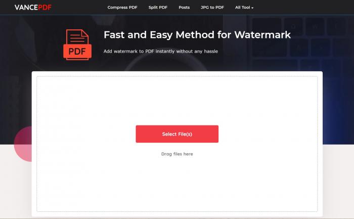 how to add watermark to pdf with VancePDF step 1