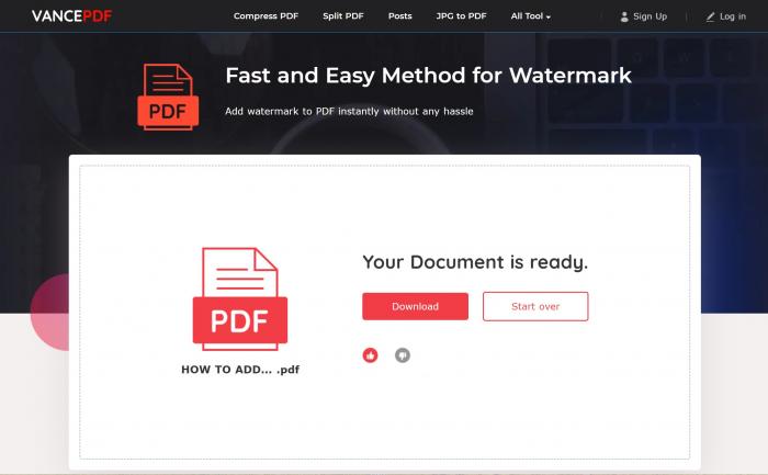 how to add watermark to pdf with VancePDF step 3