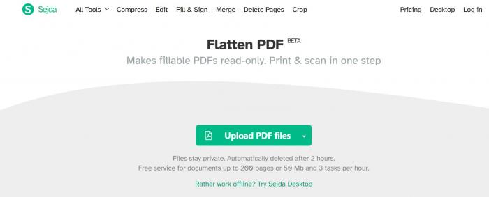  Flatten PDF online with sejda