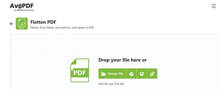  Flatten PDF online with AvePDF