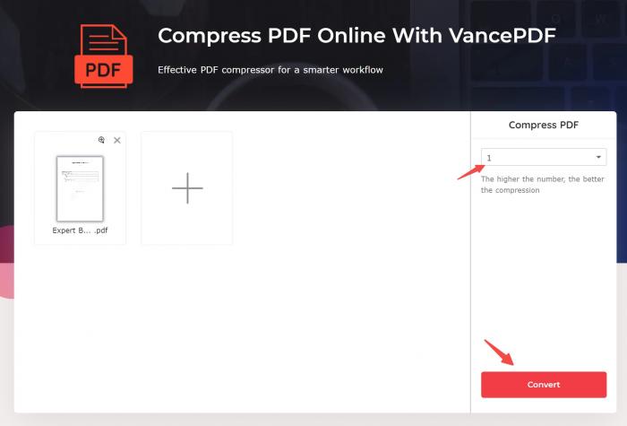 compress large pdf with vancepdf step2